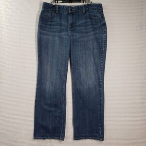 L.L. Bean Straight Leg Fit Jeans Womens 16 Regular Blue Denim Cotton Dark Wash